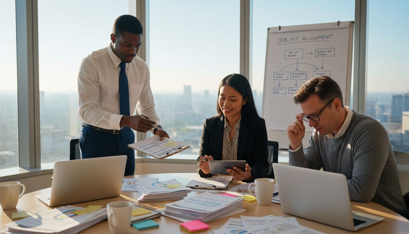 HR team discusses job fit assessments