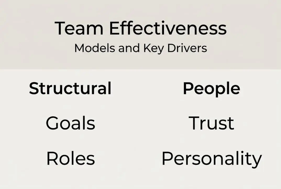Infographic of team frameworks and drivers