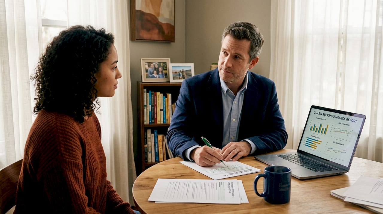 Manager writing 360-degree employee feedback