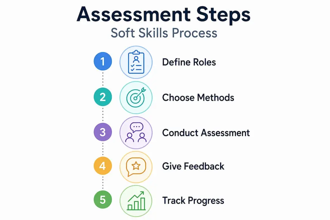 Infographic of soft skills assessment process steps