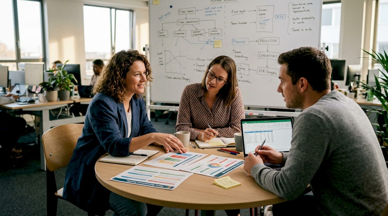 HR team discussing personality diversity profiles