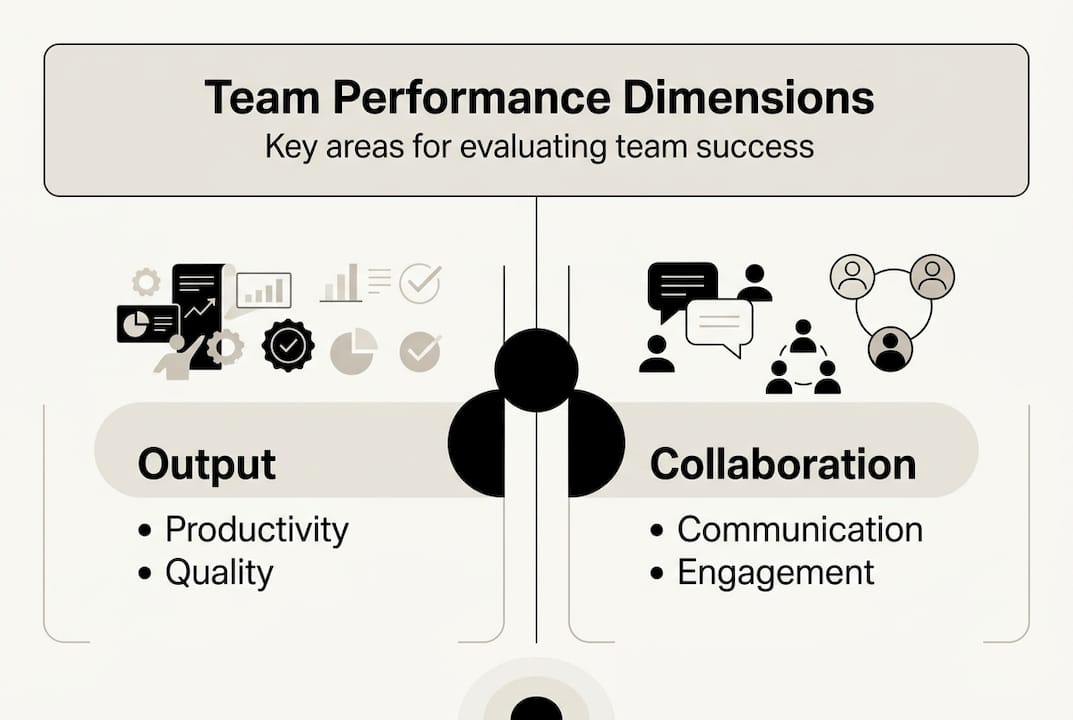 Infographic with team performance key dimensions