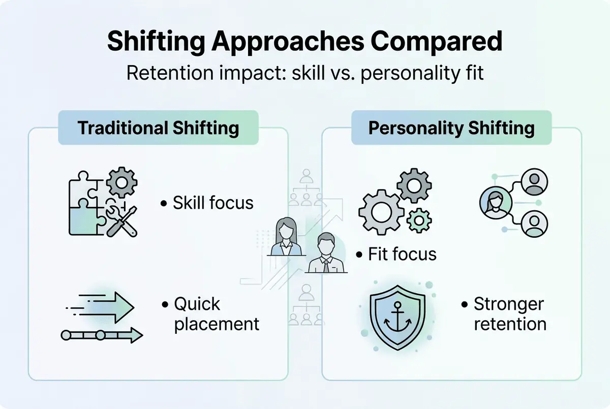 Infographic comparing team shifting methods