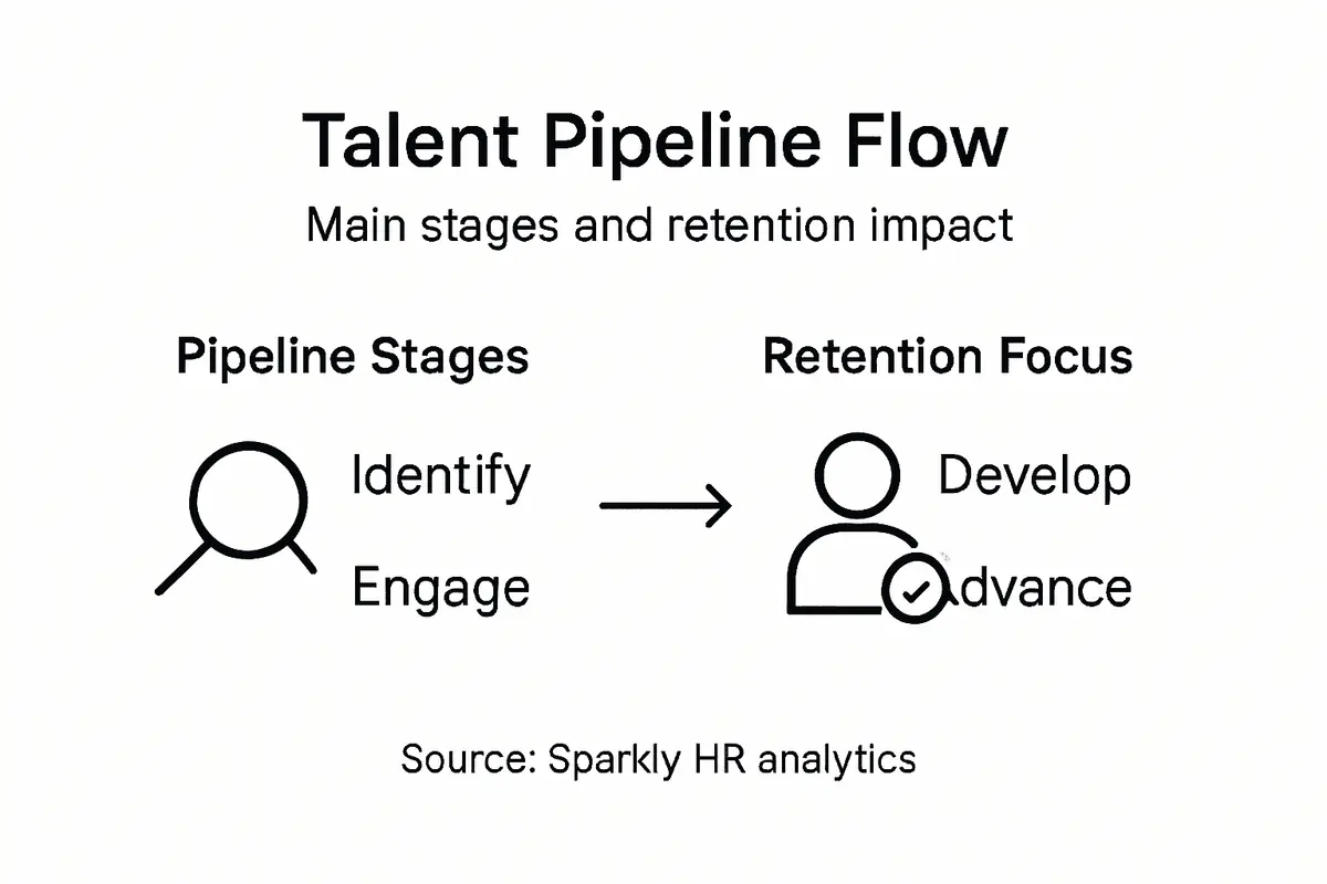 Infographic showing talent pipeline stages and focus