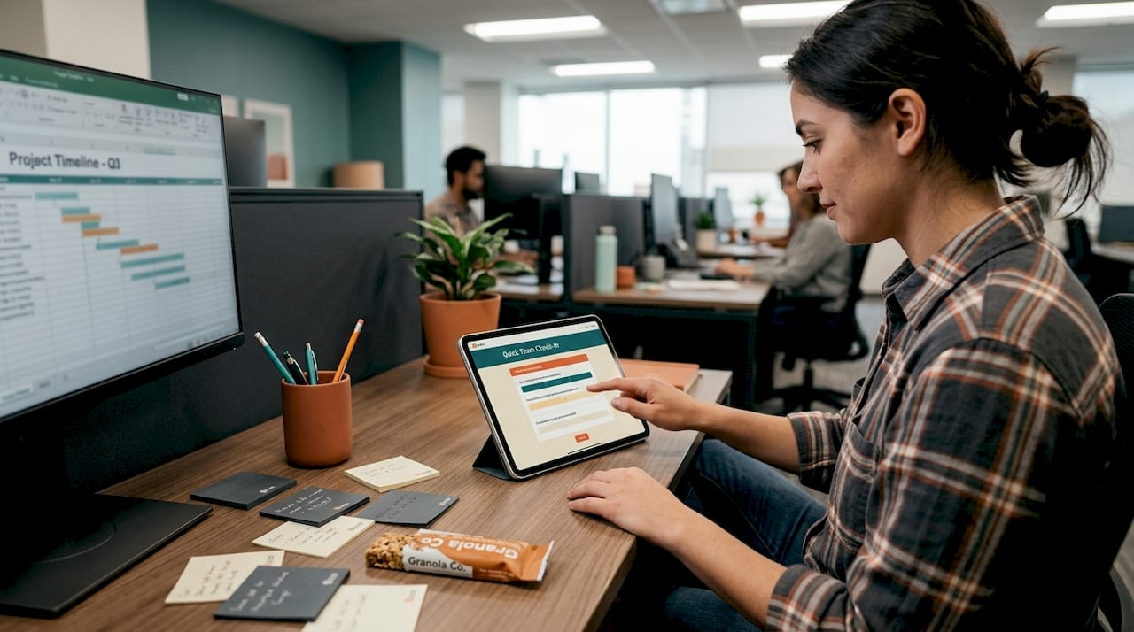 Employee filling out quick pulse survey