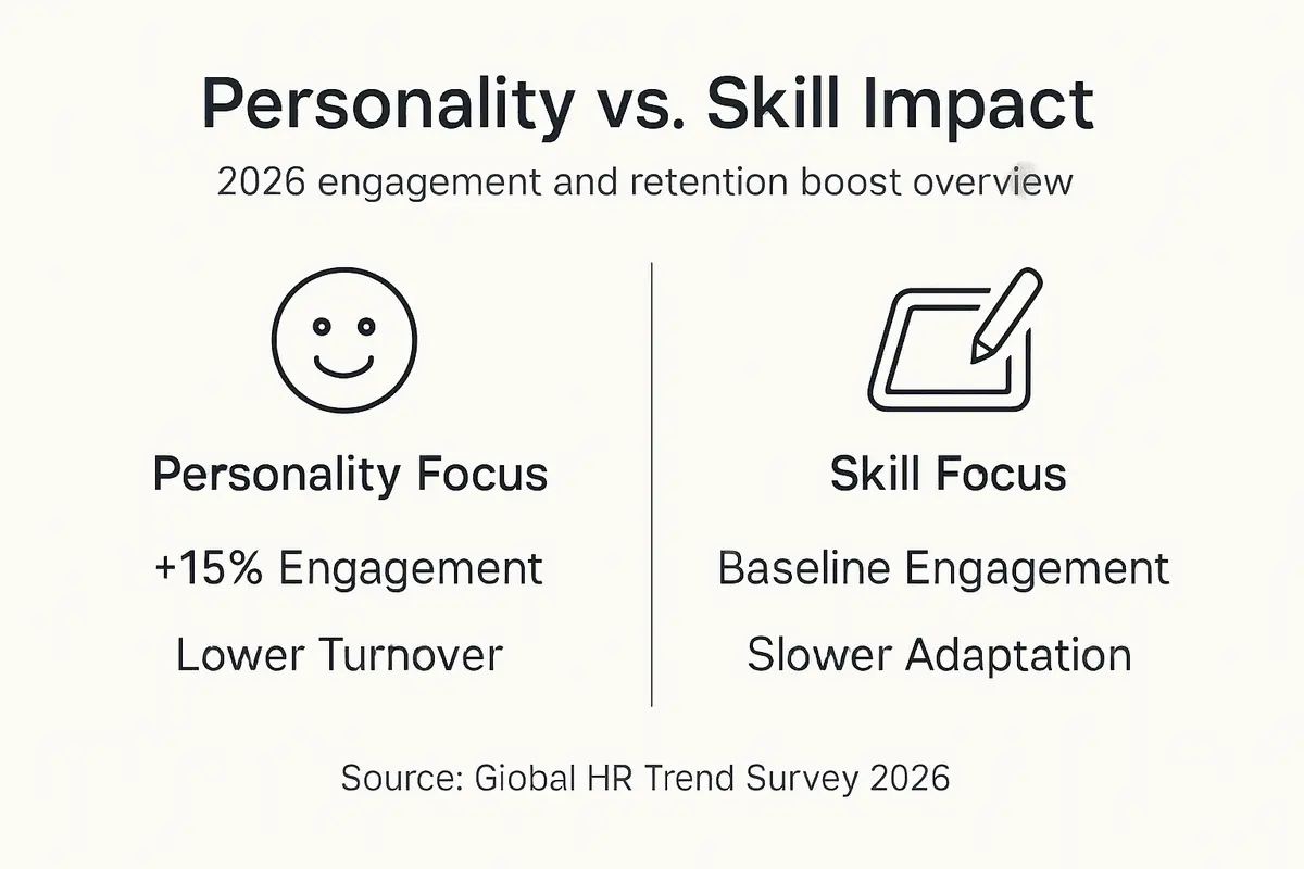 Infographic contrasting personality and skill assessment results