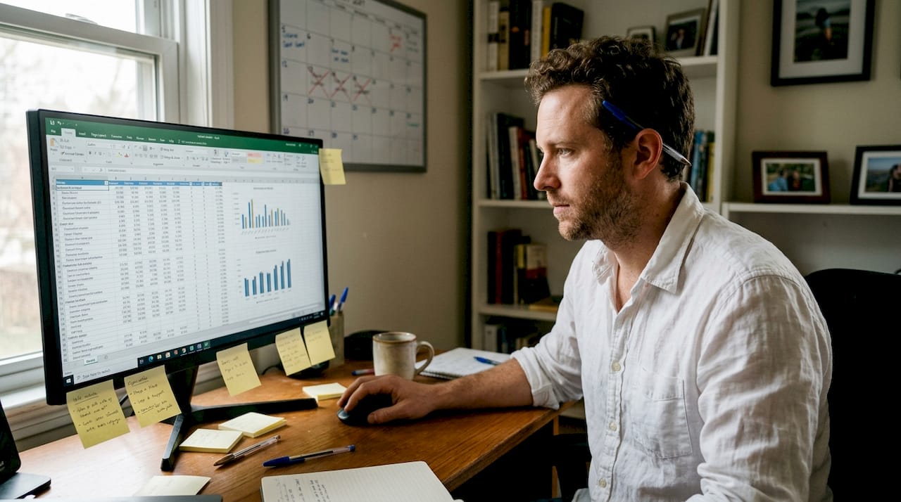 Analyst reviewing turnover data spreadsheet