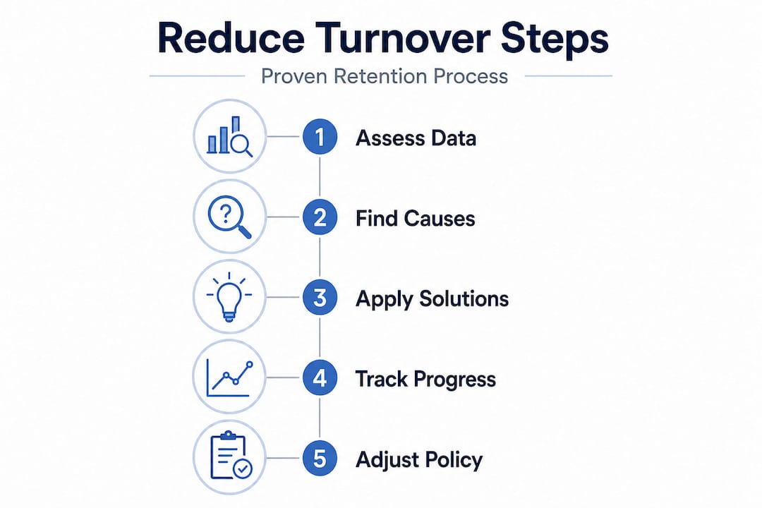Infographic outlining steps to reduce turnover