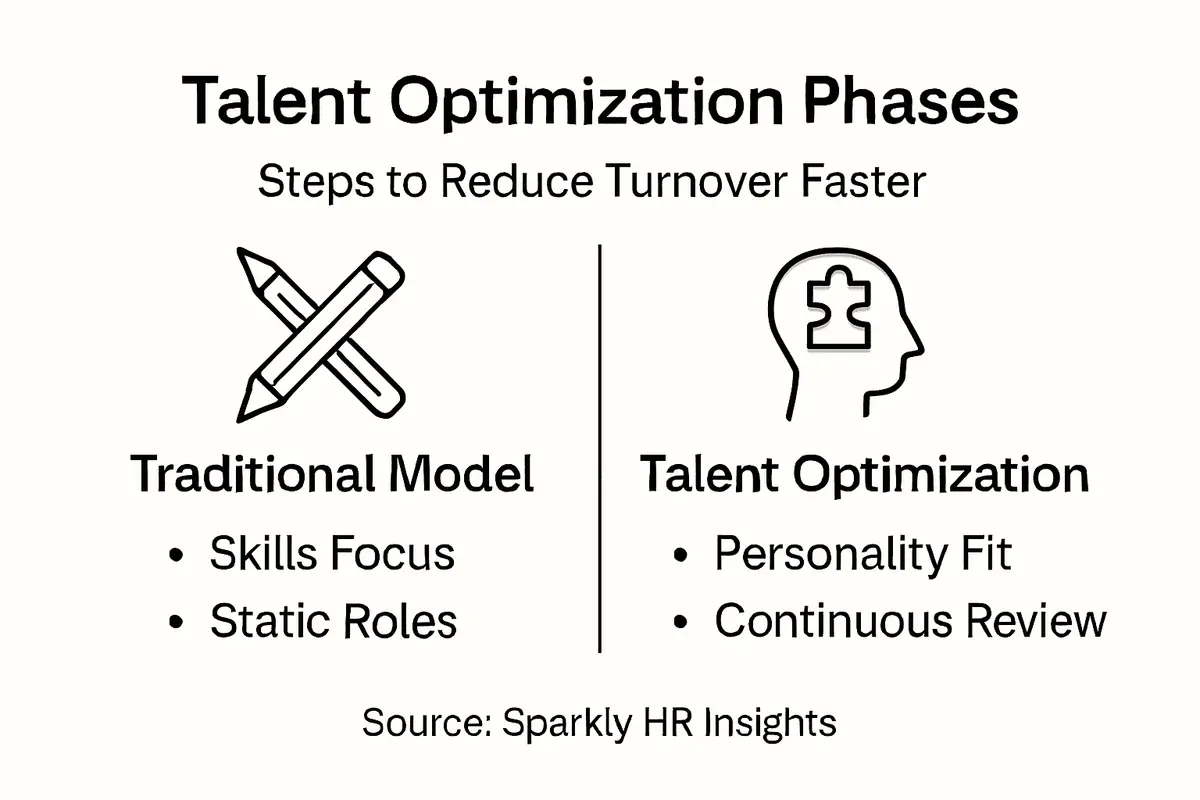 Infographic comparing talent optimization phases and models