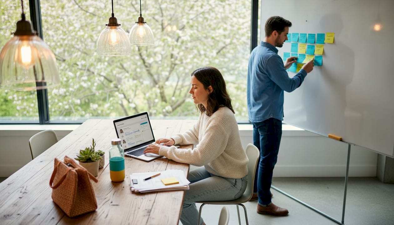 HR manager working with AI hiring dashboard