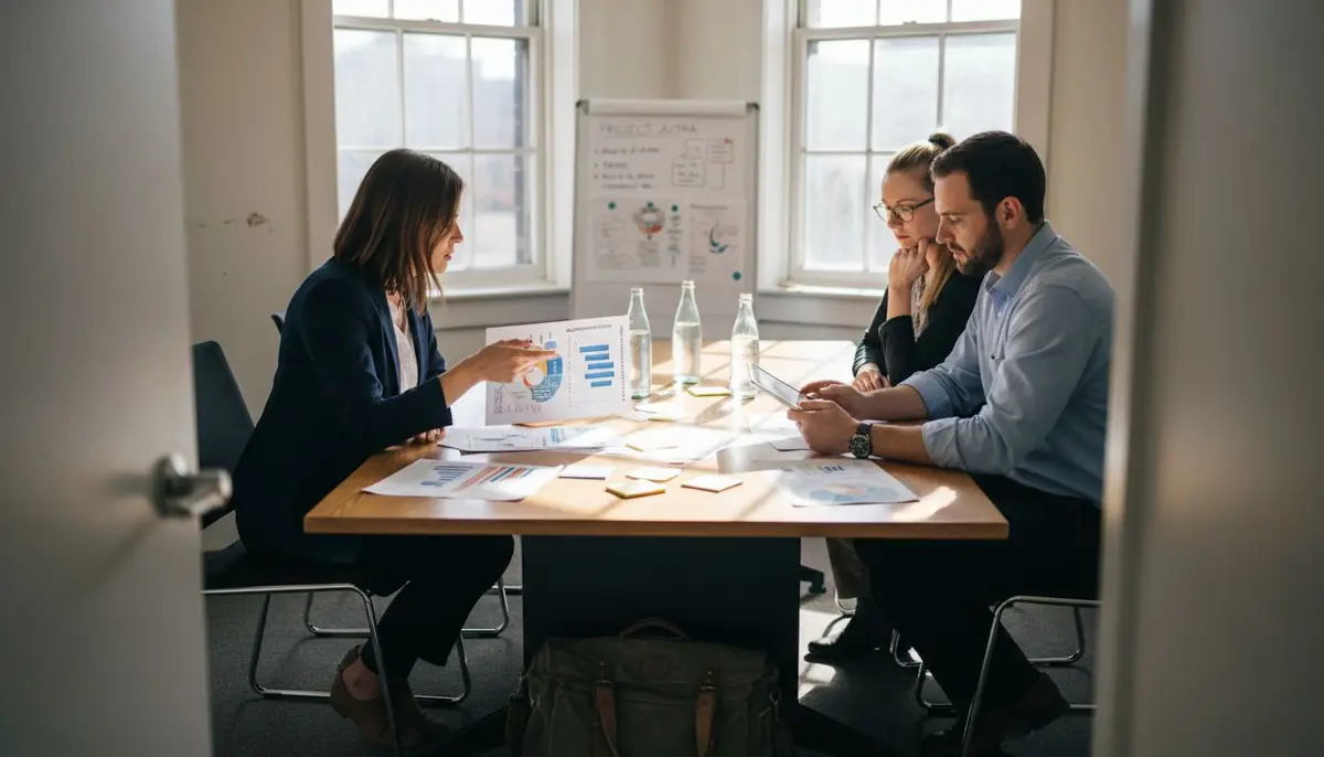 Team reviewing talent allocation charts