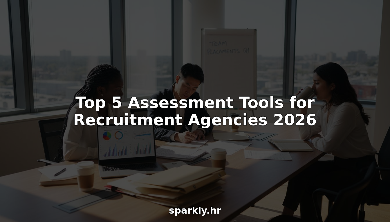 Recruitment team reviews candidate assessments in corner office