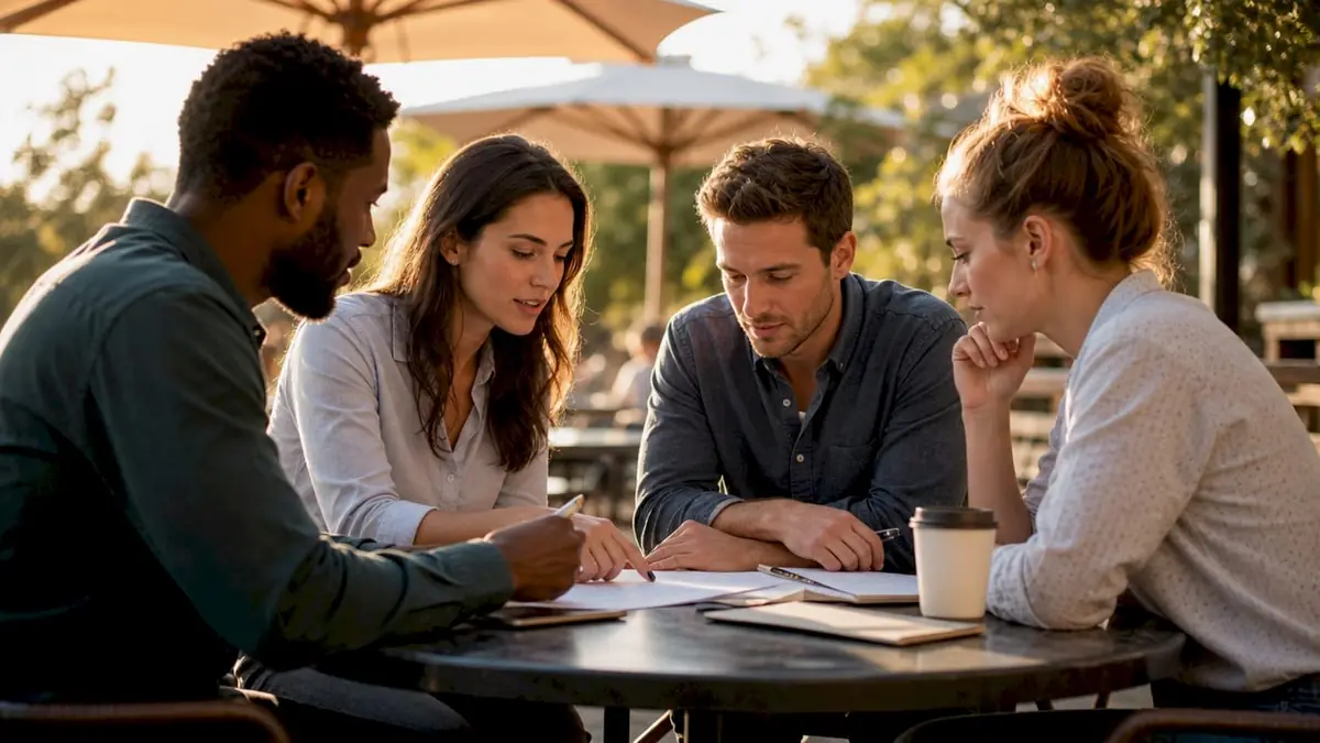 Team discussing role clarity around table