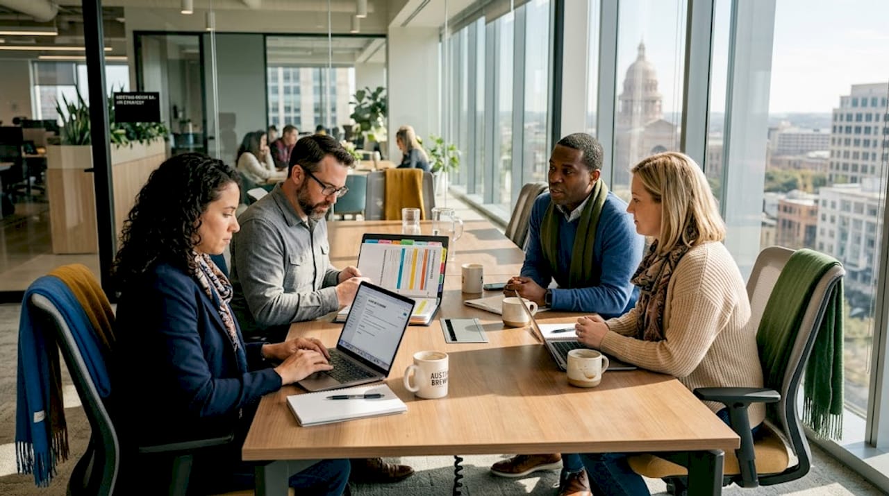 HR professionals collaborating on job design