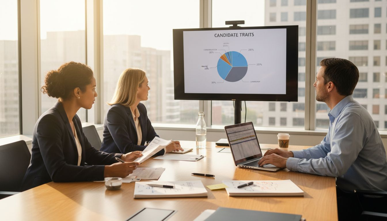 HR team using technology in corner office