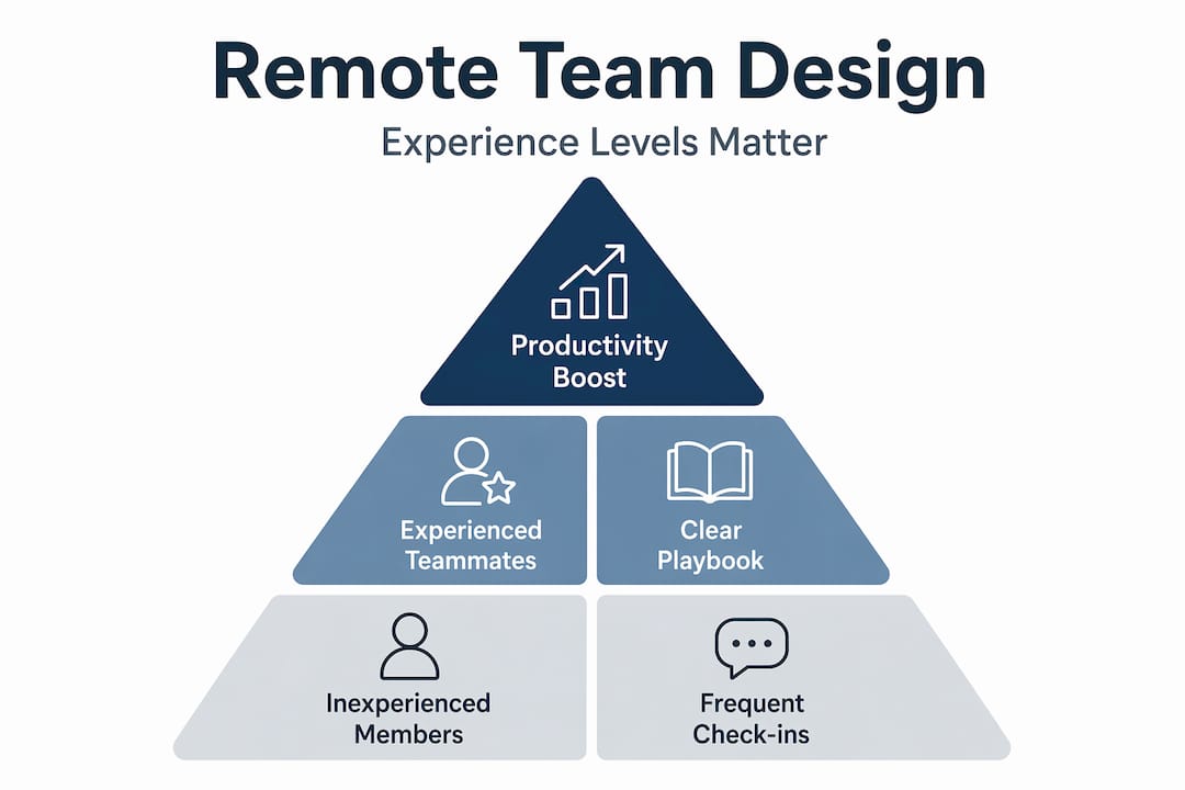 Hierarchy pyramid infographic on remote team productivity