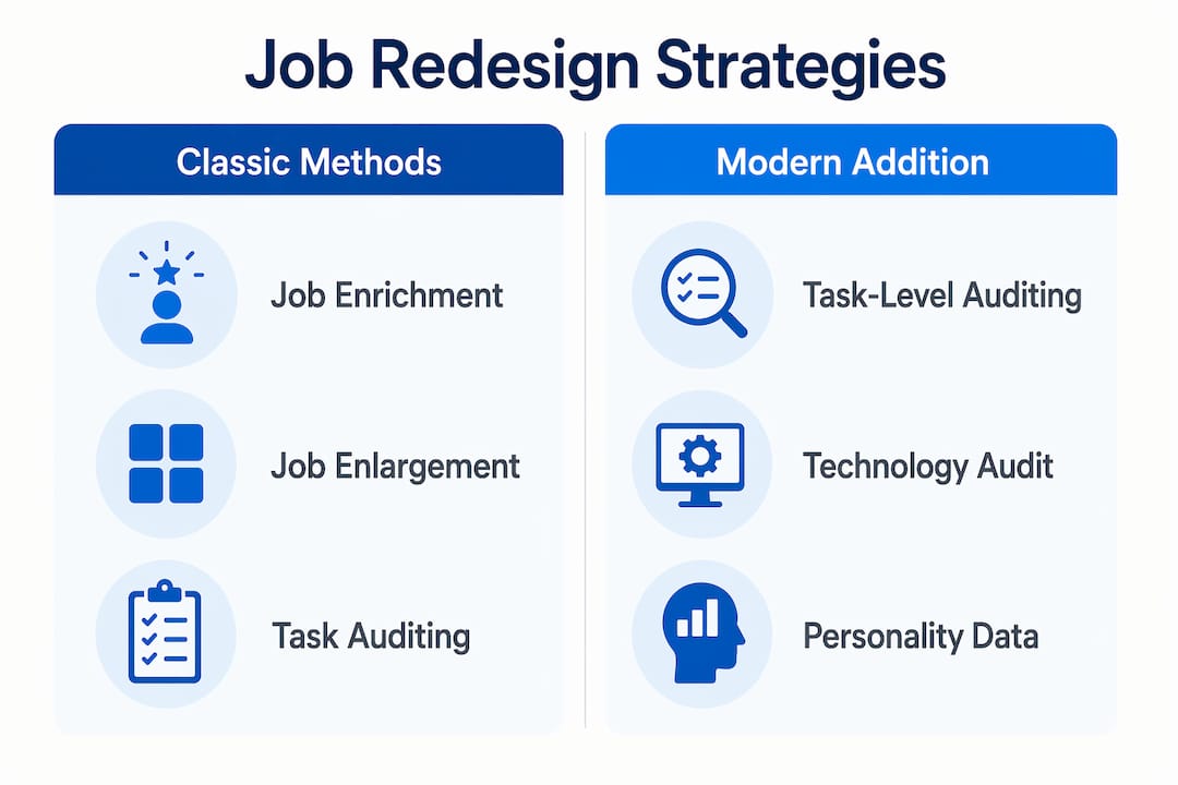 Infographic comparing job redesign strategies