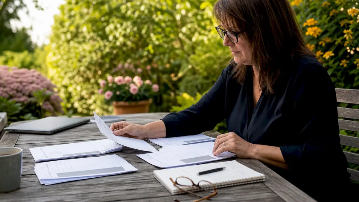 Recruiter sorting anonymized CVs in home office