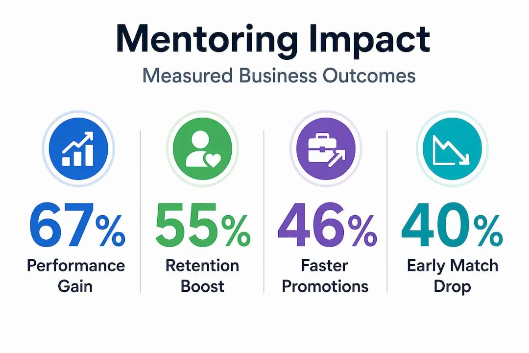 Infographic showing mentoring program outcome statistics