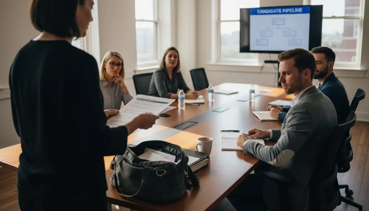 HR manager sharing hiring feedback in office