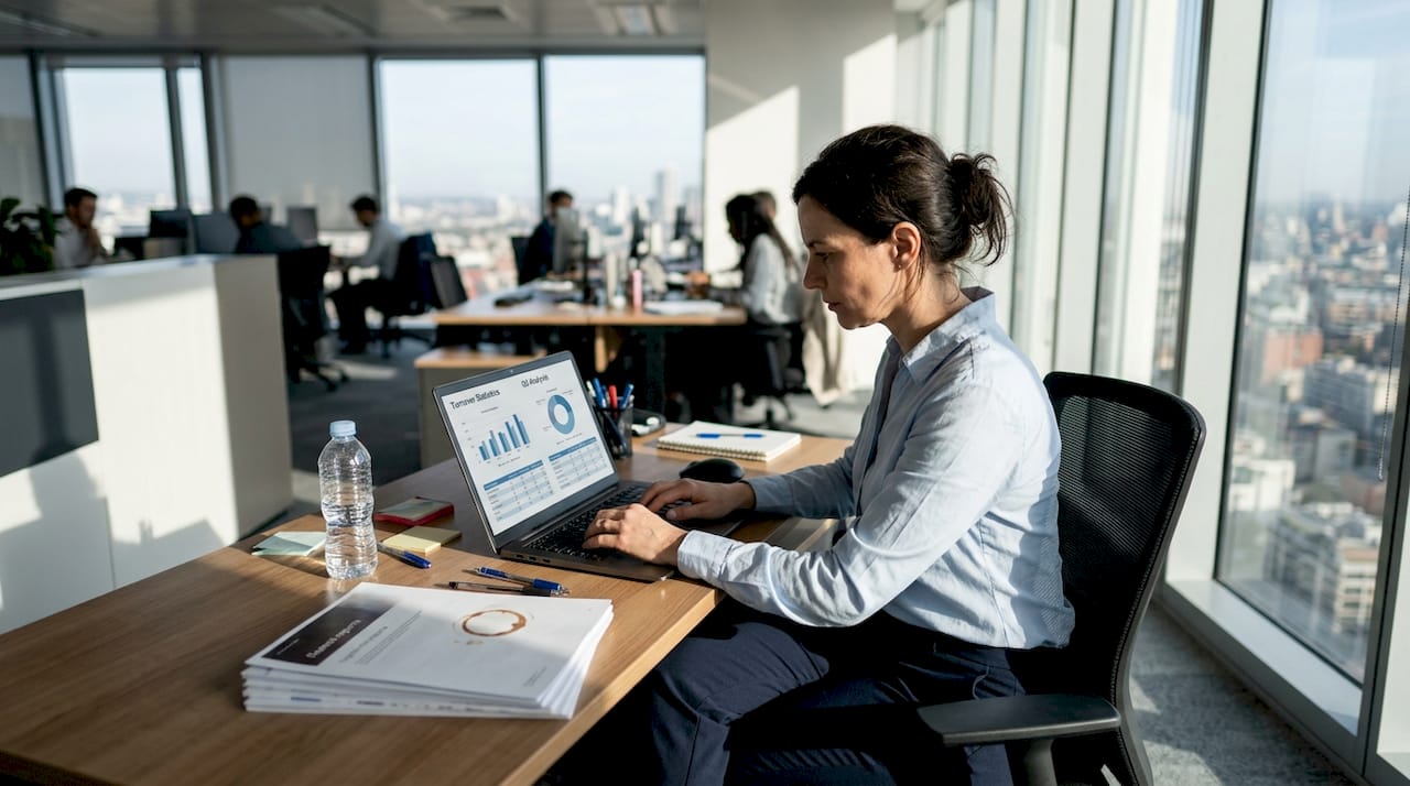 HR manager analyzing workforce analytics