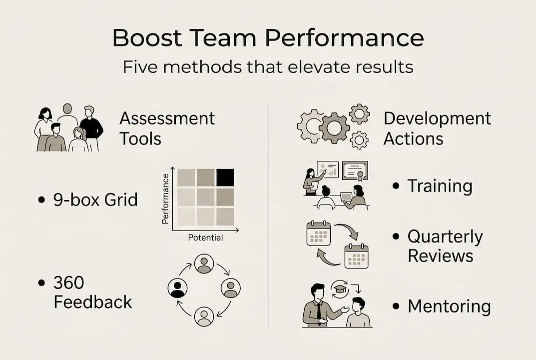 Infographic of five team performance methods