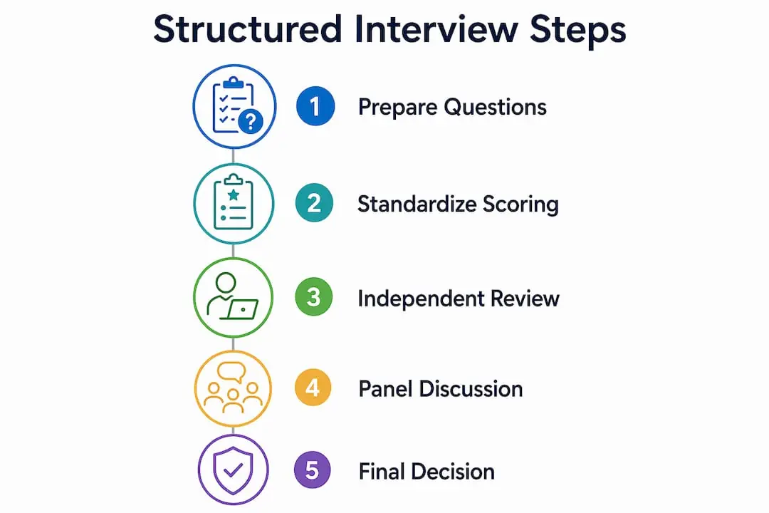 Infographic illustrating structured interview steps
