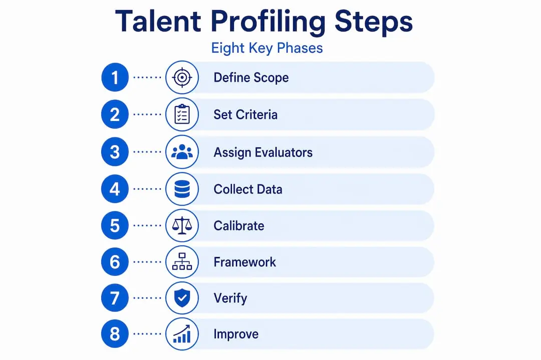 Infographic of eight-step talent profiling process