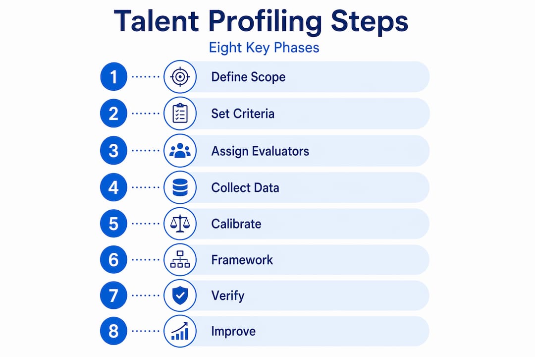 Infographic of eight-step talent profiling process