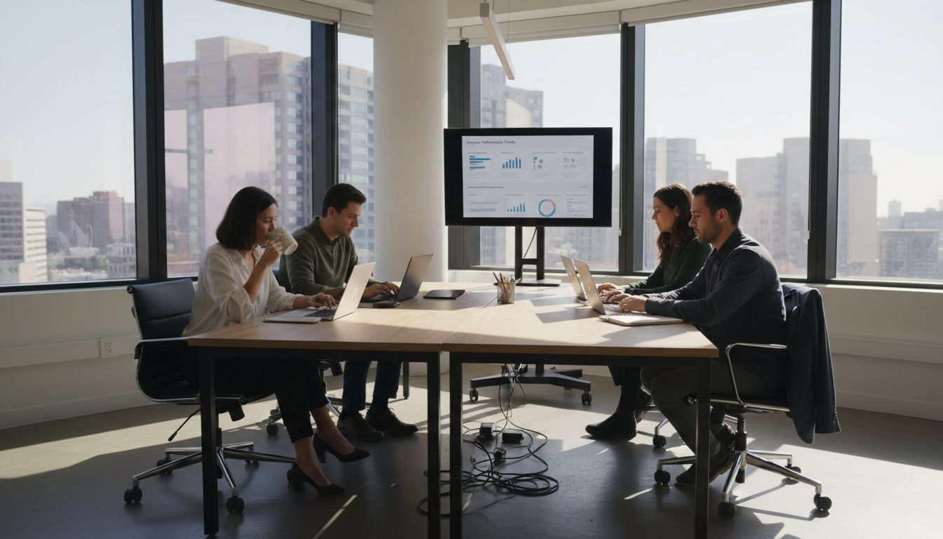HR team reviews SaaS data in office