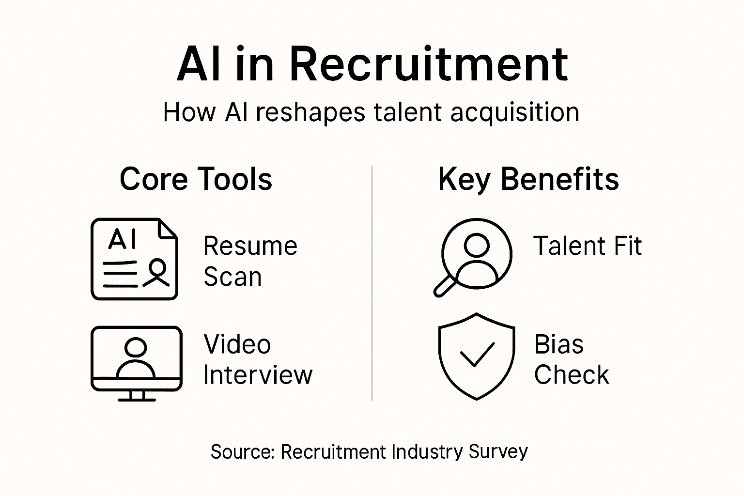 Infographic showing AIâs recruitment benefits and tools
