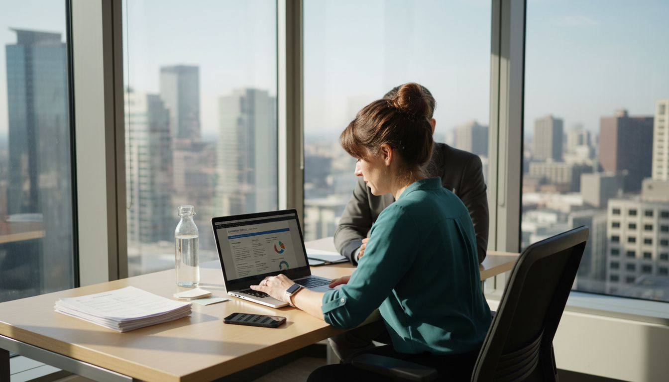 Recruiter reviews personality report in interview