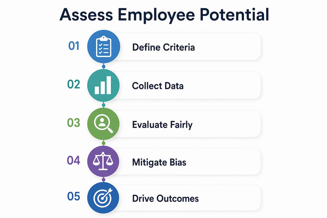 Infographic detailing steps to assess employee potential