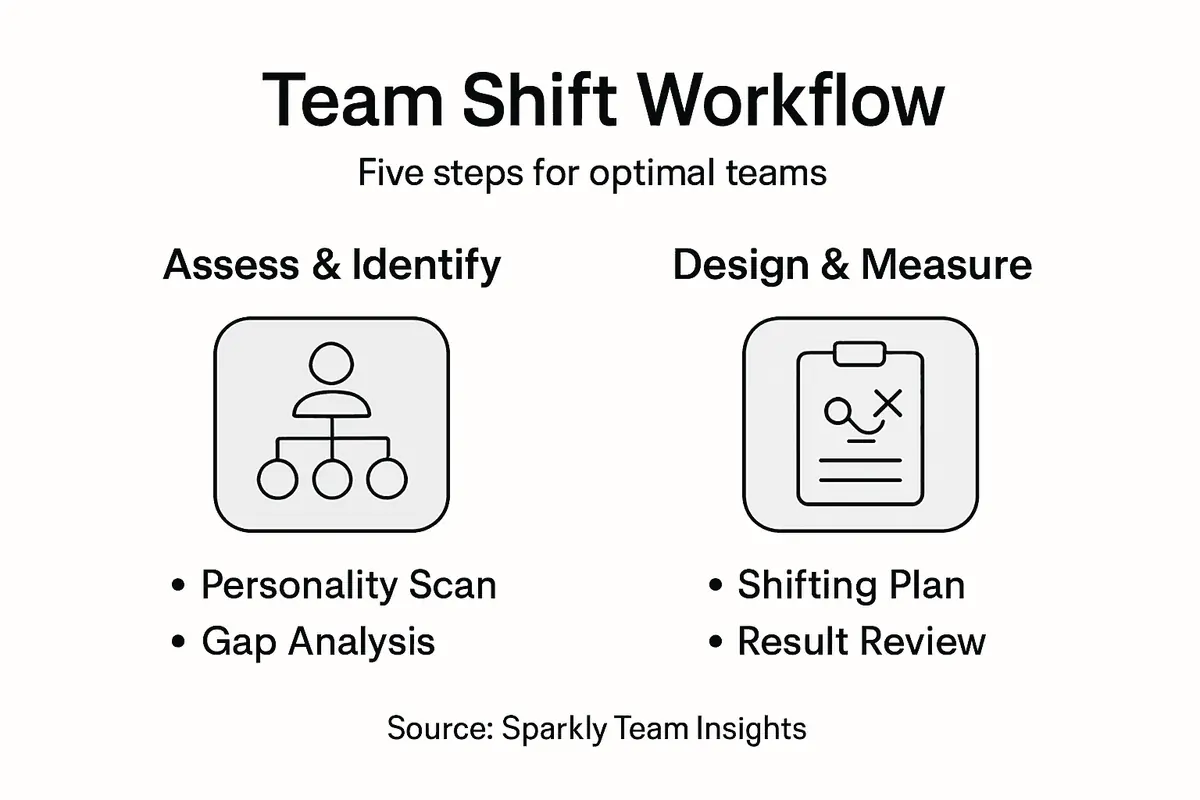 Infographic showing team member shifting steps