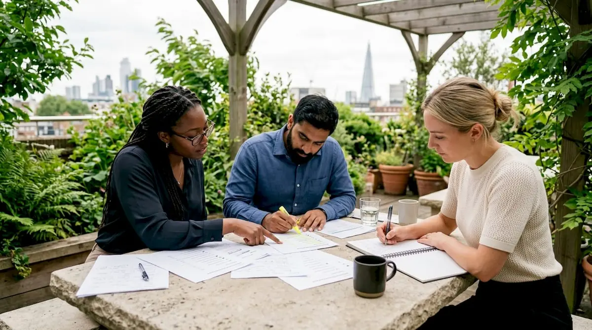 HR team reviewing hiring assessment documents