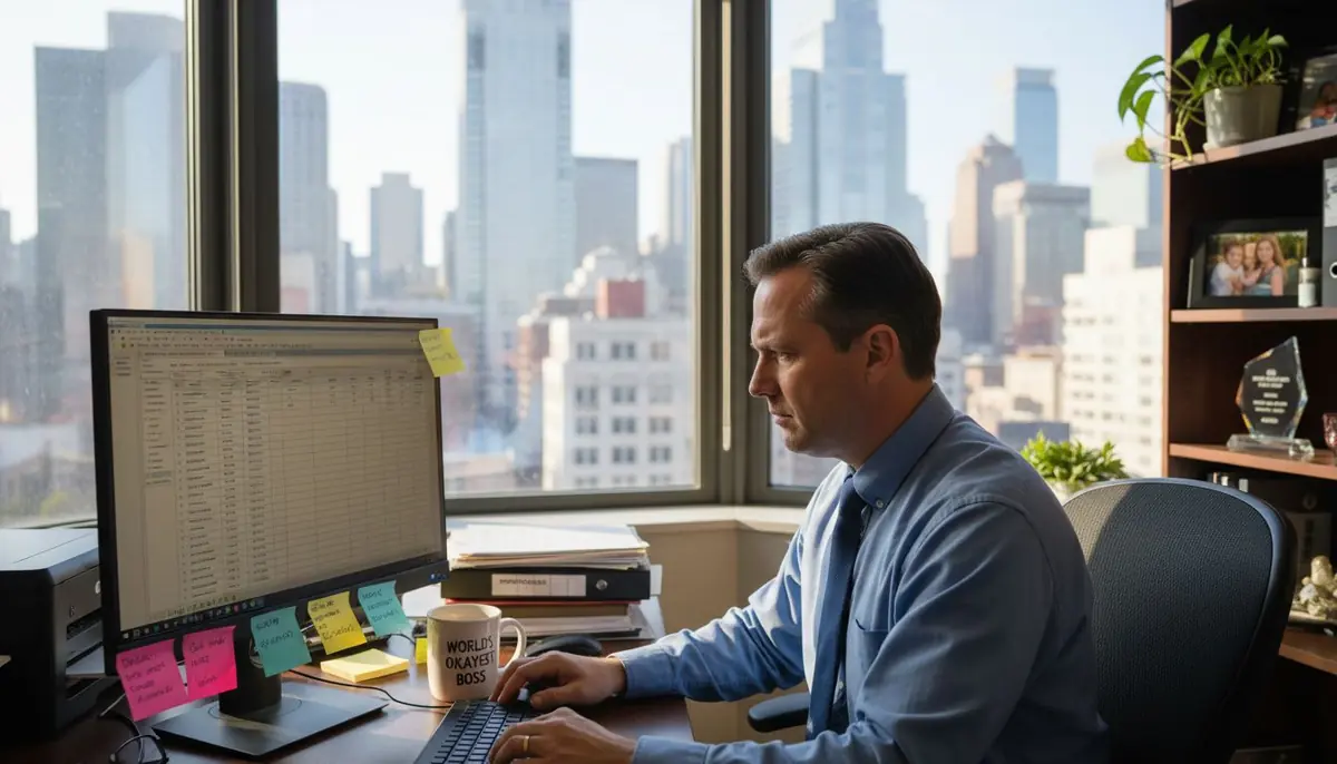 HR manager reviewing workforce spreadsheet in office