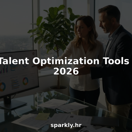 HR team reviewing talent optimization dashboard in office